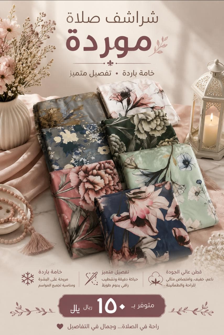 صورة منتج شراشف صلاة موردة